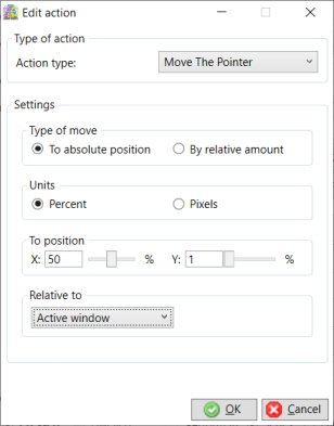 Move mouse pointer action