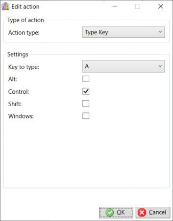 Edit action - type key