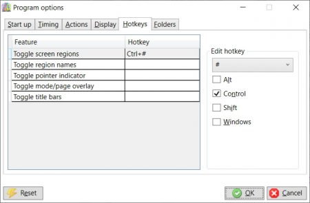 Program options - hotkeys